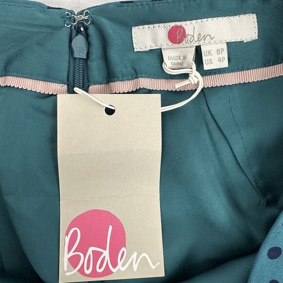 Boden Serena Midi Skirt US 4P Green Polka Dot Chiffon Flare A Line Flowy NWT - Picture 9 of 16